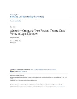 A(nother) Critique of Pure Reason: Toward Civic Virtue in Legal