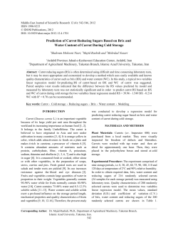Prediction of Carrot Reducing Sugars Based on Brix and Water