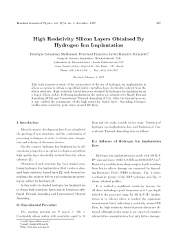 High Resistivity Silicon Layers Obtained By Hydrogen Ion Implantation