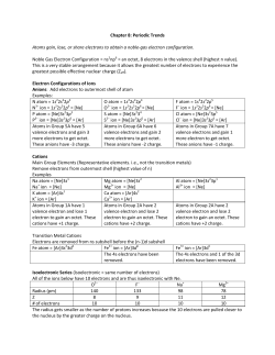 Chapter 8: Periodic Trends Atoms gain, lose, or share