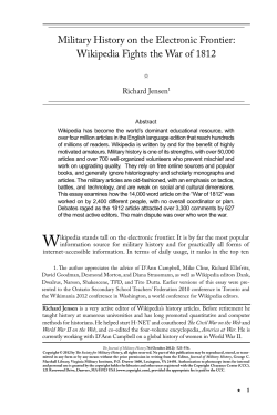 Military History on the Electronic Frontier: Wikipedia Fights the War