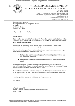 THE GENERAL SERVICE BOARD OF ALCOHOLICS ANONYMOUS