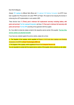 Dear Sirs/Colleagues, Already 721 Laptops to different field