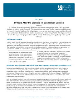 50 Years After the Griswold vs. Connecticut Decision