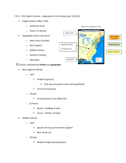Ch5-1: The English Colonies &ndash; Geography of the Colonies (pp. 158