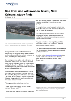 Sea level rise will swallow Miami, New Orleans, study finds