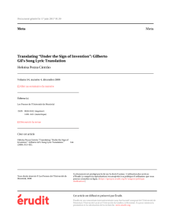 Translating “Under the Sign of Invention”: Gilberto Gil`s Song