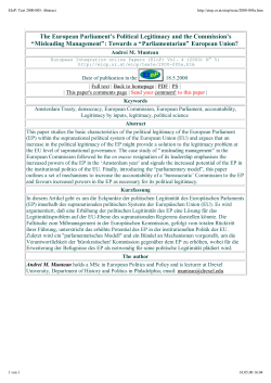 The European Parliament`s Political Legitimacy