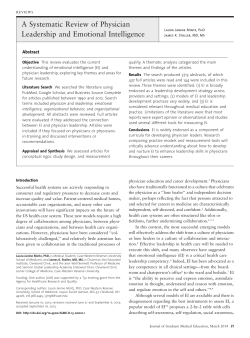 A Systematic Review of Physician Leadership and Emotional