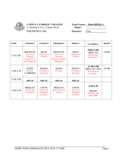 3rd Year Class Schedule - Cainta Catholic College