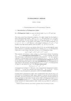 PYTHAGOREAN TRIPLES 1. Parameterization of Pythagorean