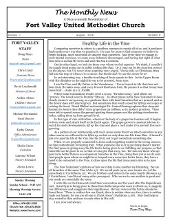 August 2016 Newsletter - the Fort Valley United Methodist Church