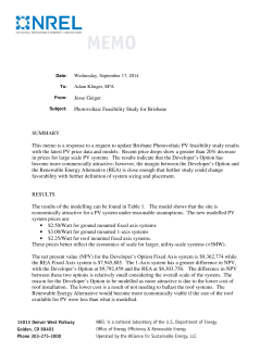 Jesse Geiger Photovoltaic Feasibility Study for Brisbane SUMMARY