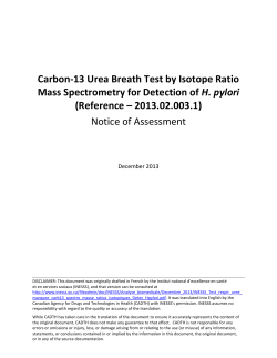 Carbon-13 Urea Breath Test by Isotope Ratio Mass