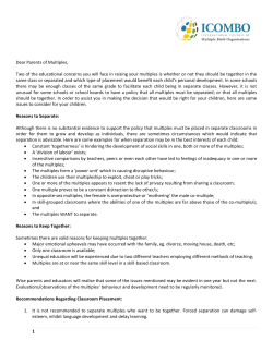 Letter to Parents - Multiple Births Canada