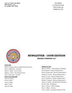 January/February 2017 Newsletter
