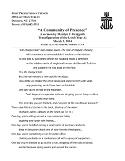 A Community of Presence - First Presbyterian Church