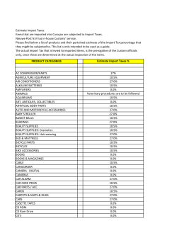 PRODUCT CATEGORIES Estimate Import Taxes % AC