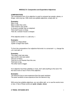 1 &copy; TESOL VOYAGES 2015 MODULE 9: Comparative and