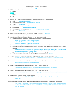 Chemistry Final Review - Fall Semester KEY 1. Which of the