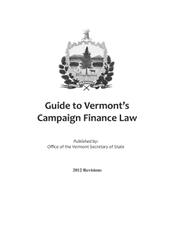 Guide to Vermont`s Campaign Finance Law