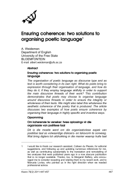 Ensuring coherence: two solutions to organising poetic language1