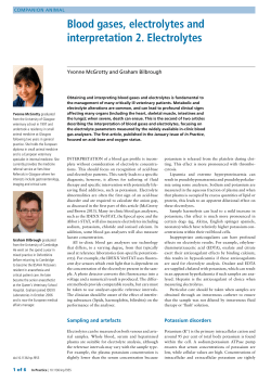 Blood gases, electrolytes and interpretation 2. Electrolytes