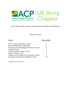 Army Chapter of the American College Physicians Chapter Award