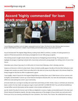 Accord | Accord `highly commended` for loan shark project