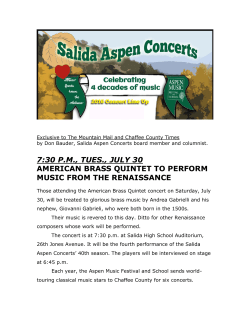 7:30 pm, tues., july 30 american brass quintet to perform music from