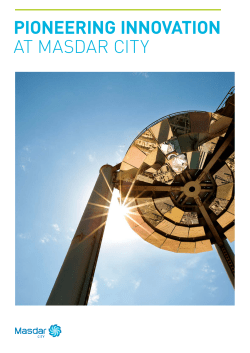 PIONEERING INNOVATION AT MASDAR CITY