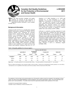 n-Hexane - Canadian Environmental Quality Guidelines