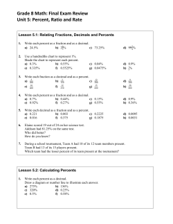 Grade 8 Math: Final Exam Review Unit 5: Percent, Ratio and Rate