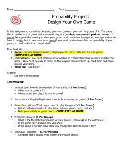 Probability Project: Design Your Own Game