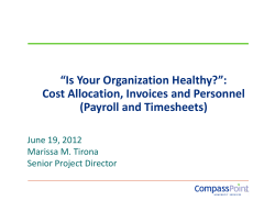 "Is Your Organization Healthy?: Cost Allocation, Invoices and