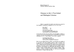 Chiasmus in Job: A Text-Critical and Philological Criterion