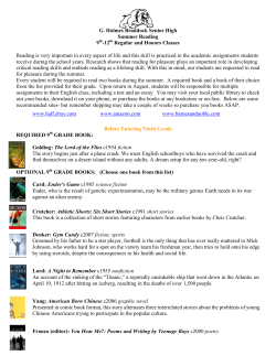 12 Regular and Honors Classes Reading is very important in every