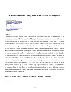 Humour as an Effective Literary Device in Amu Djoleto`s The