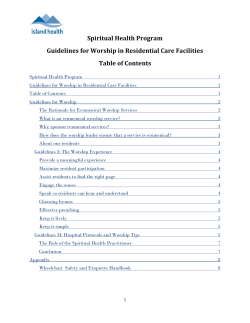 Spiritual Health Program Guidelines for Worship in Residential Care
