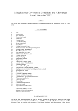 Miscellaneous Government Conditions and Allowances