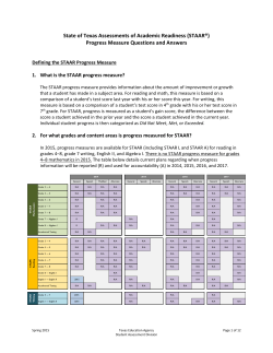2015 STAAR Progress Measure Questions and Answers