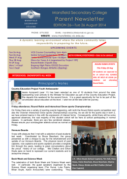 Parent Newsletter - Mansfield Secondary College