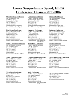 Lower Susquehanna Synod, ELCA Conference Deans &ndash; 2015-2016