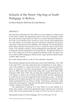 Schools of the Street: Hip-hop as Youth Pedagogy in Bolivia