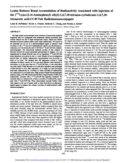 Lysine Reduces Renal Accumulation of Radioactivity Associated