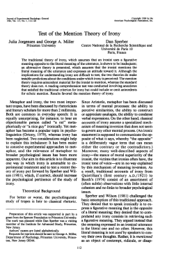 Test of the Mention Theory of Irony
