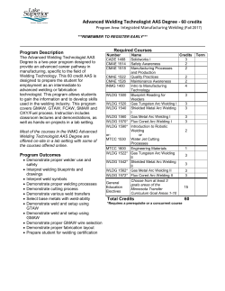 Advanced Welding Technologist AAS Program Guide