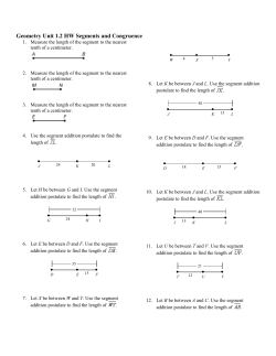 Geometry Unit 1.2 HW Segments and Congruence