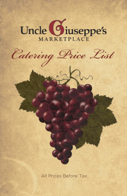 Catering Price List - Uncle Giuseppe`s Marketplace