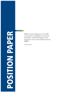 ESBG Common Response to the EBA Consultation on guidelines for